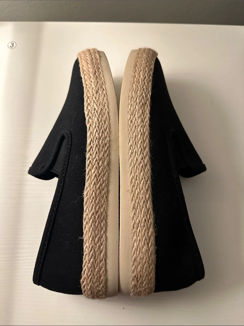Esprit Black Canvas Espadrille Slip-Ons with Woven Platform